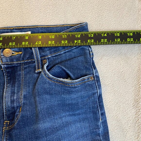 Levis Womens Jeans Size 25 25x28 724 High Rise Straight Raw Hem Stretch Denim Bl - Picture 4 of 15